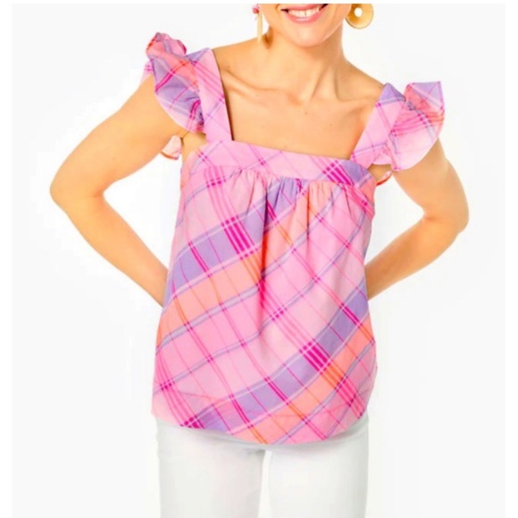 Lilly Pulitzer Tops - NWT Reyna Top - MadrasPlaid - Pink Isle - size S